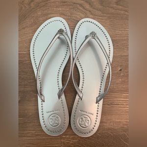 Tory Burch Silver Thong Sandals